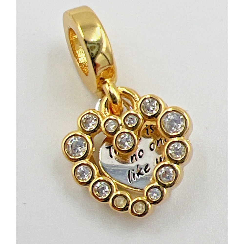 Pandora Sparkling Heart Double Dangle Charm Gld Plated .925 Sterling Silver NWOT - Picture 6 of 7